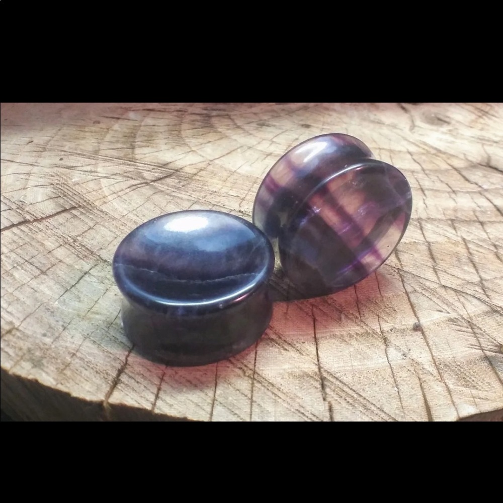 1" (25mm) Rainbow Fluorite Plugs Ear Gauges